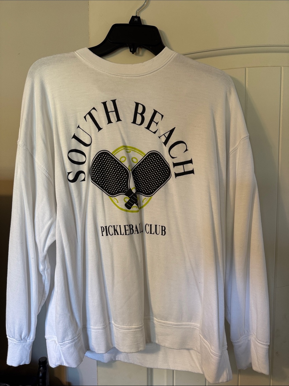 South Beach Pickleball Club Long-Sleeve Sweatshirt - White